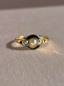 Antique Pearl Enamel Mourning Ring 1864