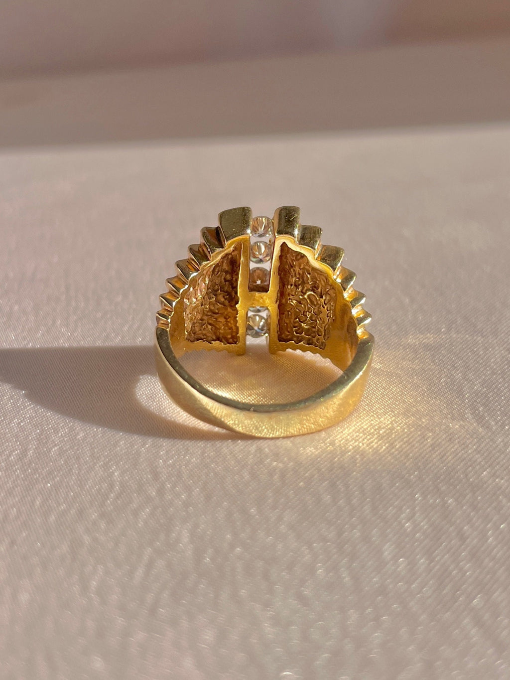 Vintage 14k Diamond Deco Fan Ring 0.40cts