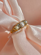 Load image into Gallery viewer, Antique 18k Pearl Diamond Boat Ring 1910
