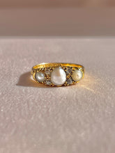 Load image into Gallery viewer, Antique 18k Pearl Diamond Boat Ring 1910

