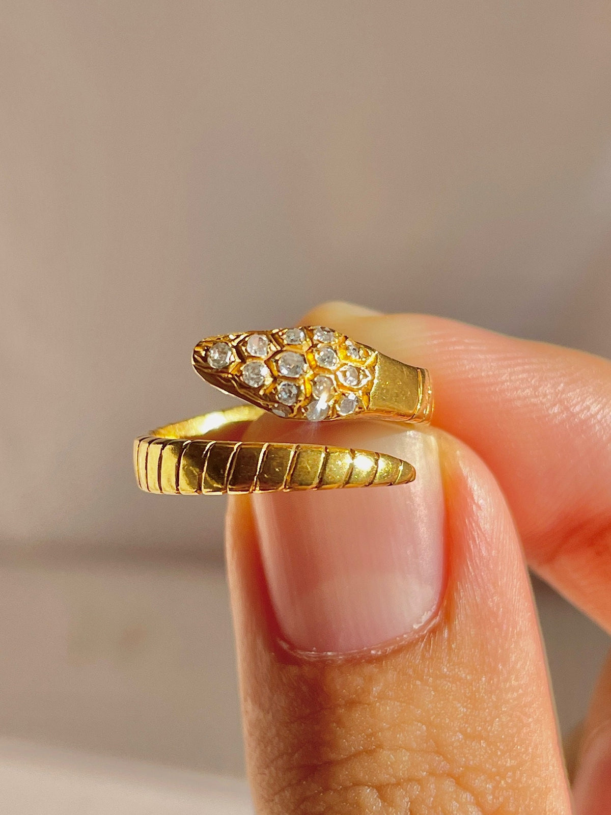 Antique 18k Diamond Serpent Wrap Ring