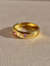 Load image into Gallery viewer, Vintage 9k Diamond Pink Gemstone Dot Ring
