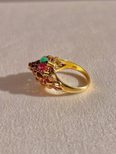 Load image into Gallery viewer, Vintage 14k Ruby Garnet Sapphire Emerald Citrine Quartz Tiered Bezel Ring
