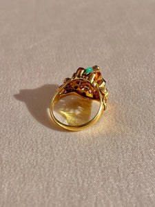 Vintage 14k Ruby Garnet Sapphire Emerald Citrine Quartz Tiered Bezel Ring