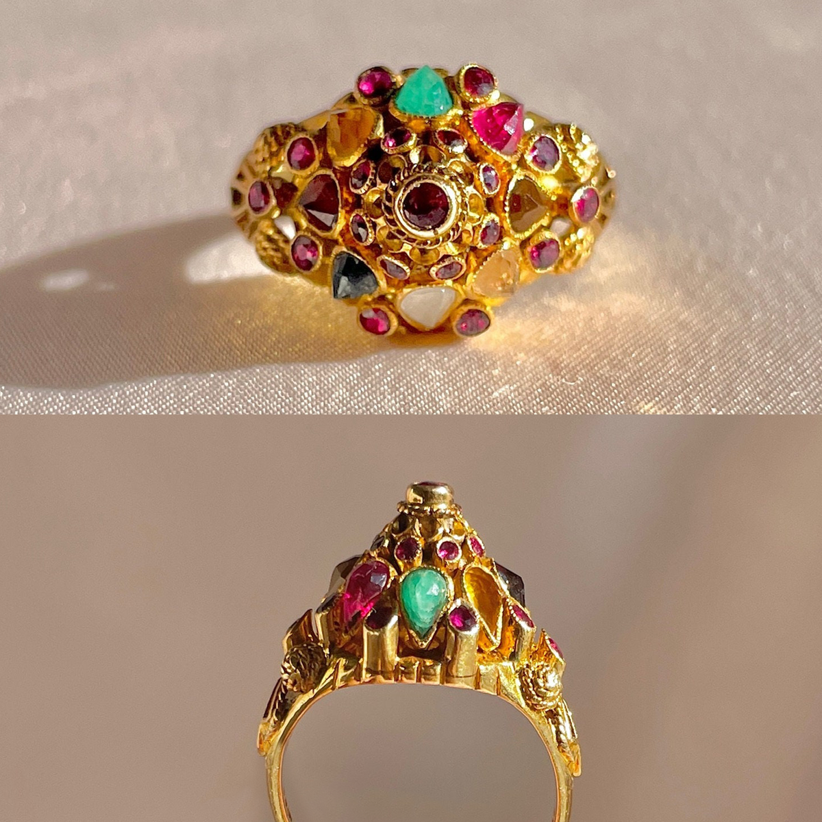 Vintage 14k Rainbow Temple Ring