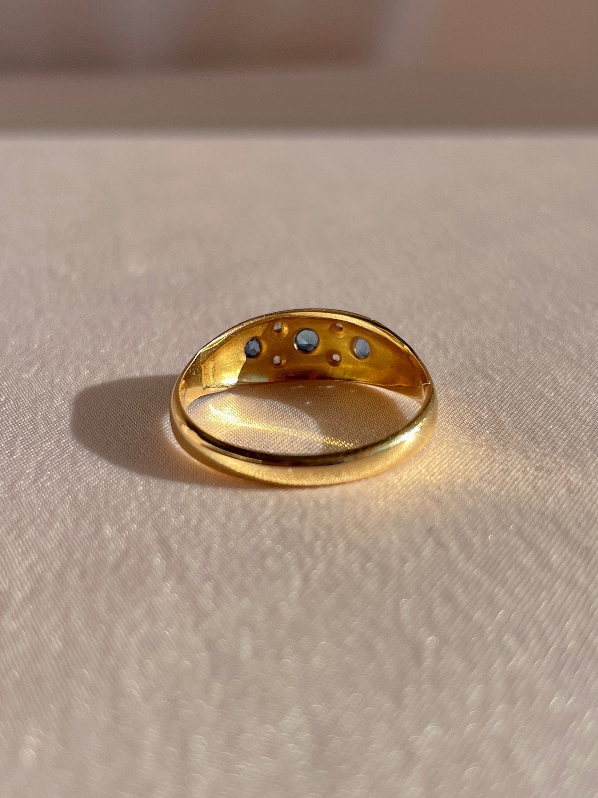 Antique 18k Sapphire Diamond Multi Starburst Filigree Ring