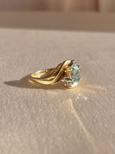 Load image into Gallery viewer, Vintage 10k Aquamarine Diamond Swirl Ring
