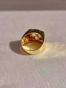 Vintage 14k Rainbow Gemstone Diamond Dress Ring