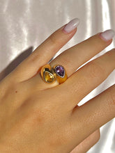 Load image into Gallery viewer, Vintage 14k Amethyst Citrine Pear Bypass Ring
