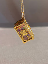 Load image into Gallery viewer, Vintage 9k Gemstone Treasure Chest Pendant 1967
