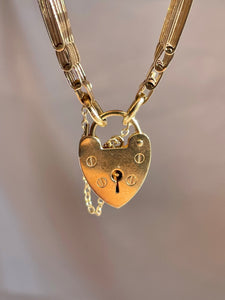 Vintage 9k Heart Padlock Articulated Bracelet