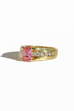 Load image into Gallery viewer, Vintage 18k Pink Sapphire Diamond Bar Ring
