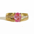 Vintage 18k Pink Sapphire Diamond Bar Ring