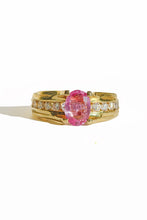 Load image into Gallery viewer, Vintage 18k Pink Sapphire Diamond Bar Ring
