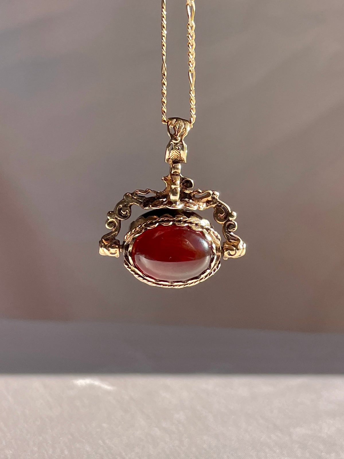 Vintage Trio Tigers Eye Onyx Chalcedony Swivel Fob Pendant