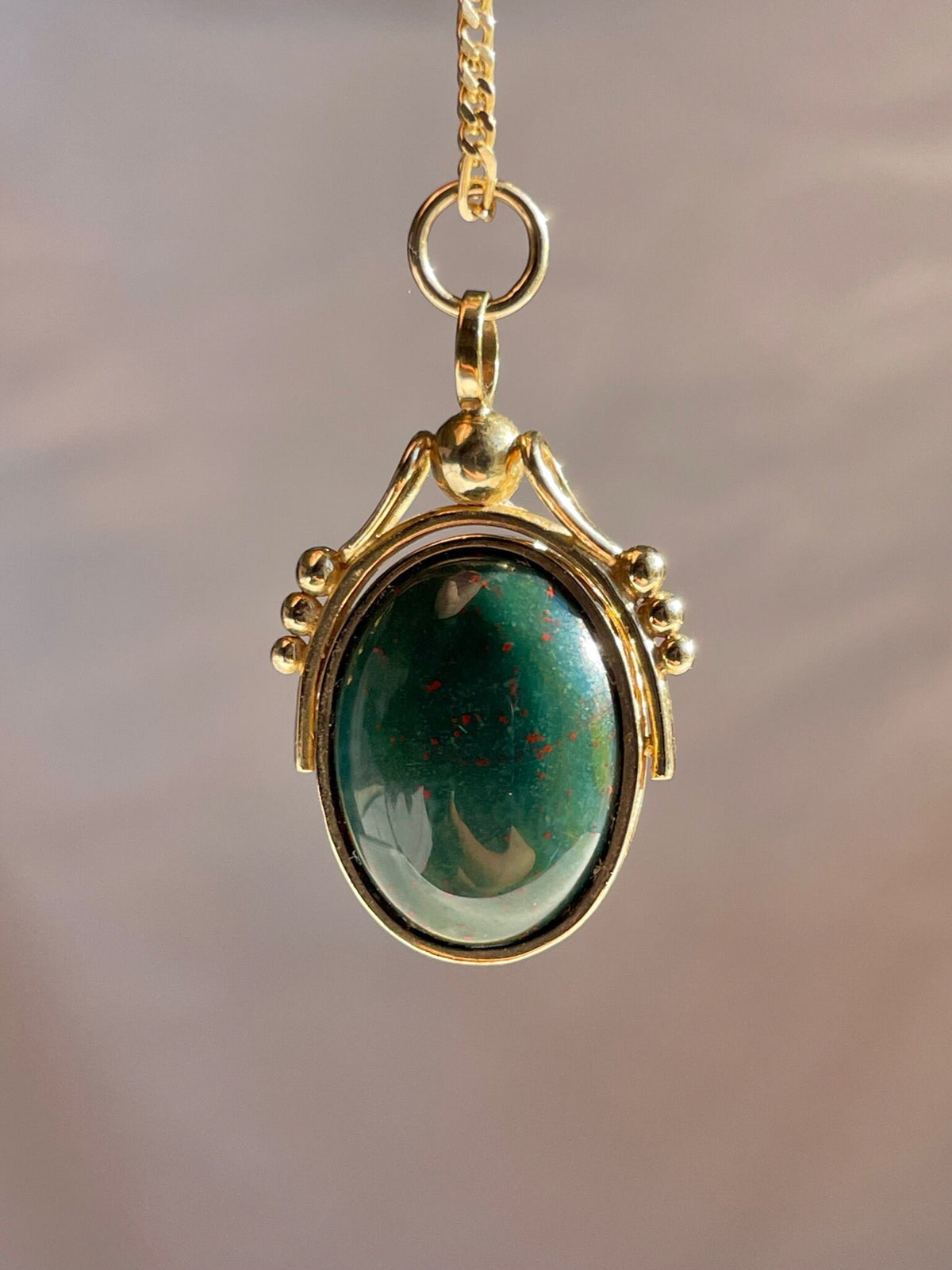 Vintage Bloodstone Carnelian Swivel Pendant 1970s