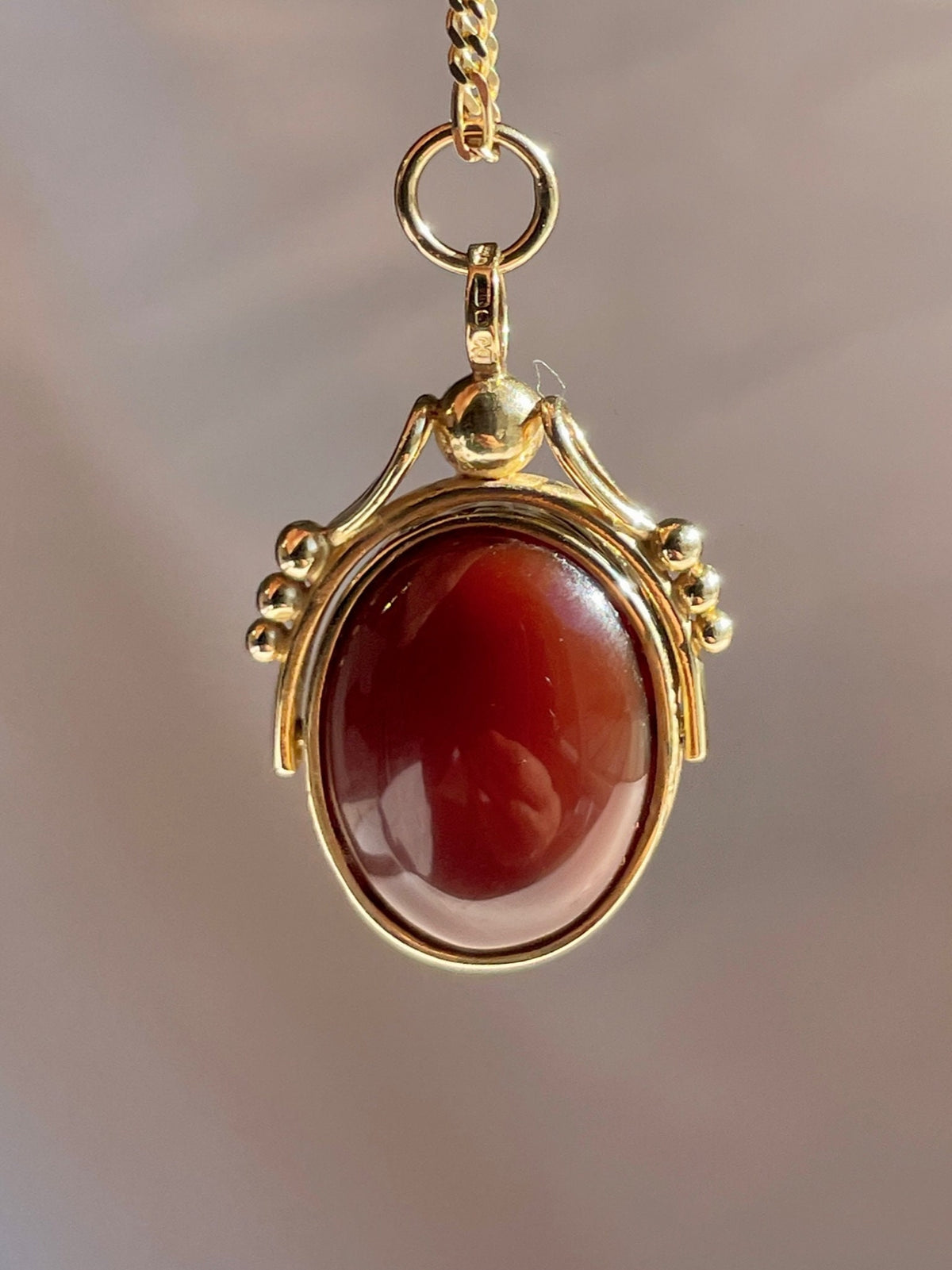 Vintage Bloodstone Carnelian Swivel Pendant 1970s