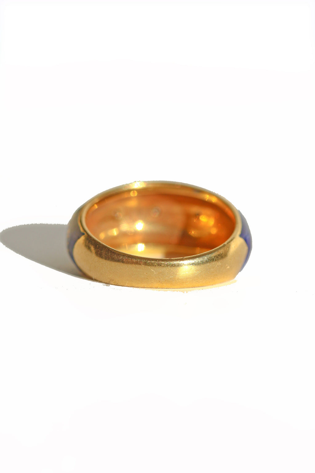 Vintage 18k Diamond Enamel Starry Bombe Ring
