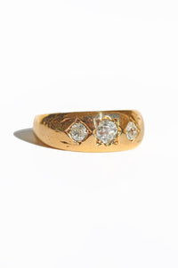 Antique 18k Diamond Starburst Trilogy Ring 1896