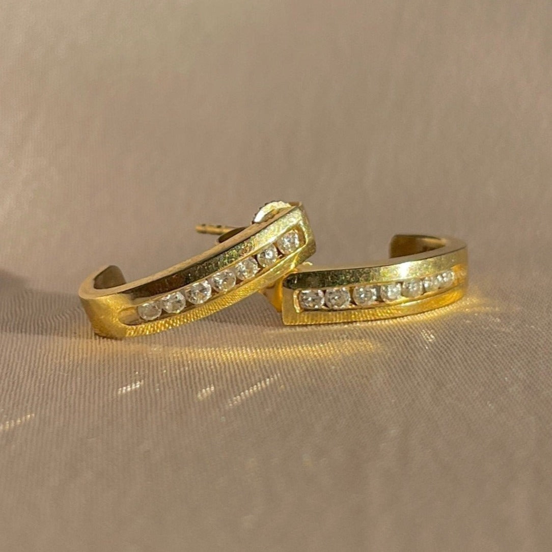 Vintage 14k Diamond Bar Earrings