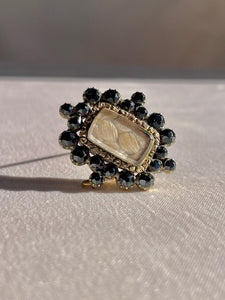 Antique Onyx Mourning Hair Brooch 1841