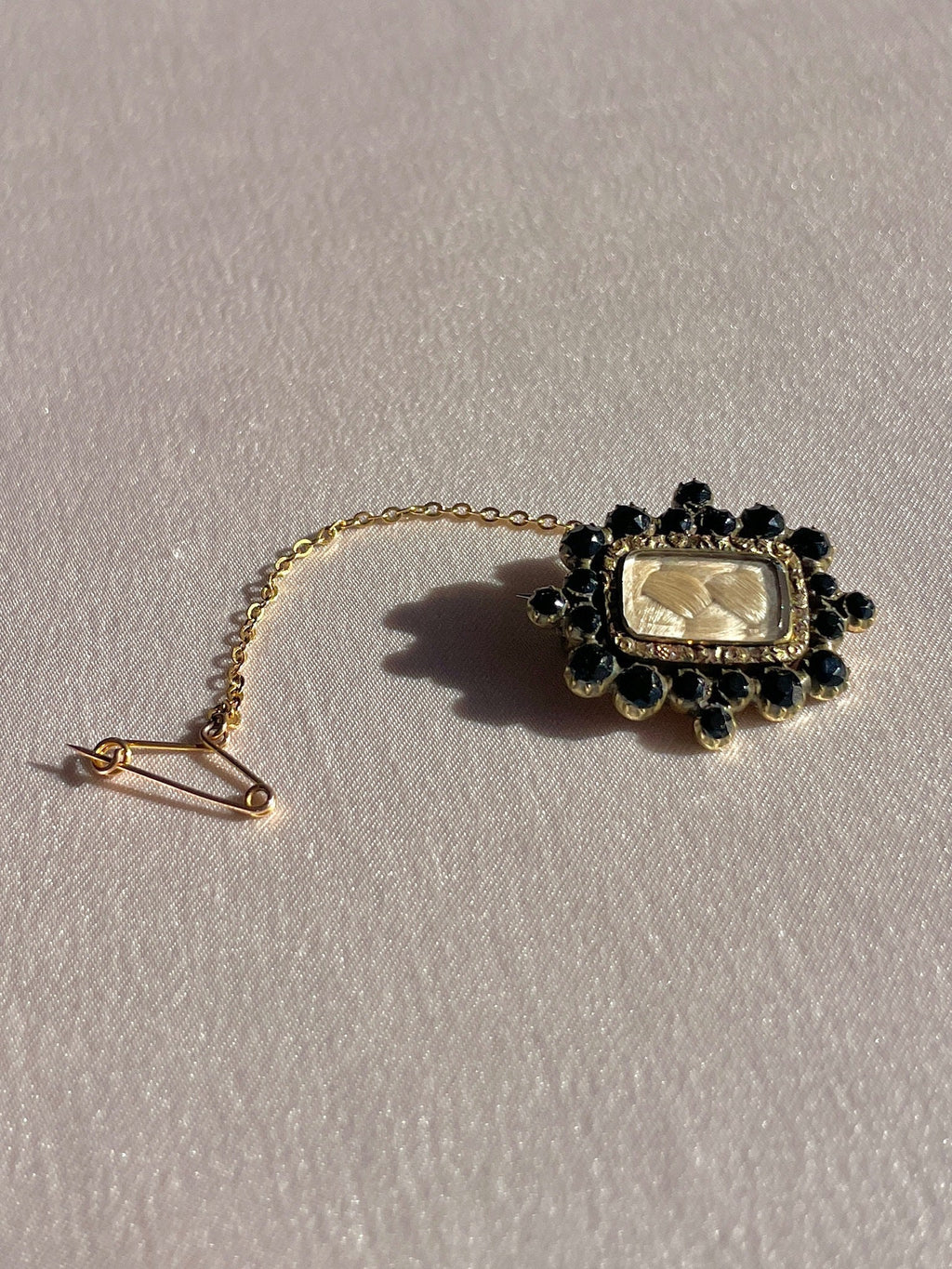 Antique Onyx Mourning Hair Brooch 1841