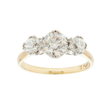 Load image into Gallery viewer, Antique 18k Platinum Old European Diamond Trilogy Ring 1.90cts
