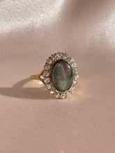 Load image into Gallery viewer, Antique 18k Platinum Opal Diamond Halo Ring 0.60ctw
