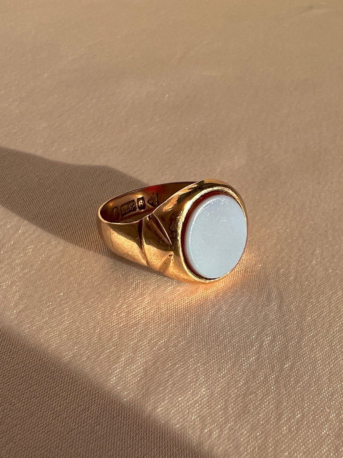 Antique 9k Sardonyx Signet Ring 1907