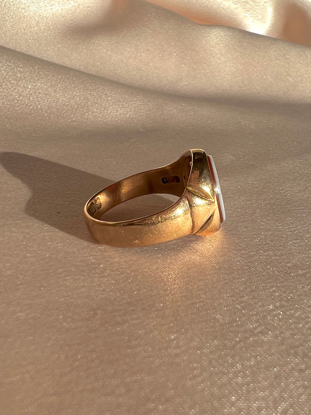 Antique 9k Sardonyx Signet Ring 1907