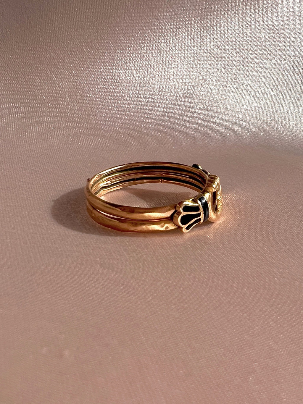 Antique 14k Enamel Mano Fede Gimmel Ring