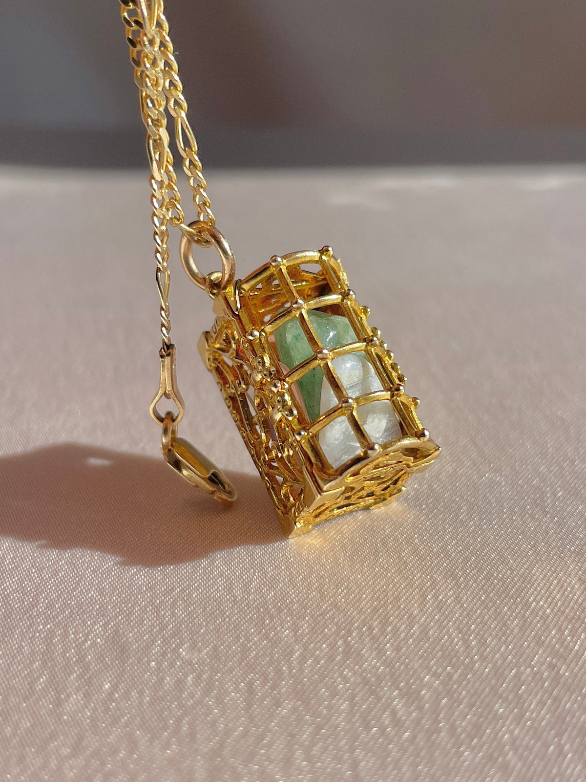 Vintage 9k Gemstone Treasure Chest Pendant 1967