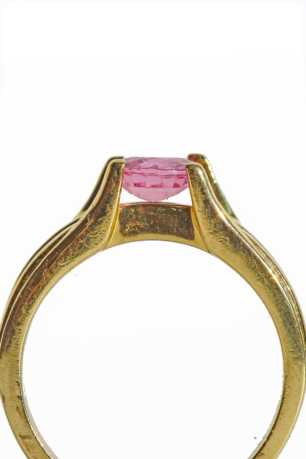 Vintage 18k Pink Sapphire Diamond Bar Ring