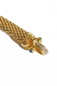 Vintage 14k Diamond Sapphire Cabochon Bracelet
