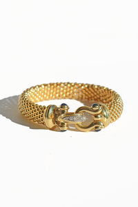 Vintage 14k Diamond Sapphire Cabochon Bracelet