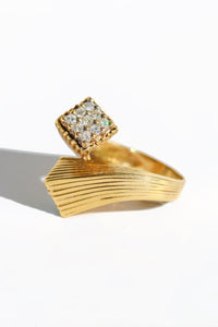 Vintage 18k Topaz Diamond Bypass Ring