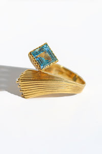 Vintage 18k Topaz Diamond Bypass Ring