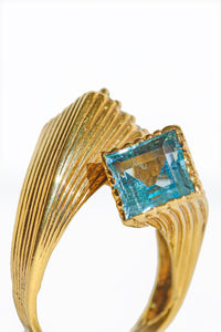 Vintage 18k Topaz Diamond Bypass Ring