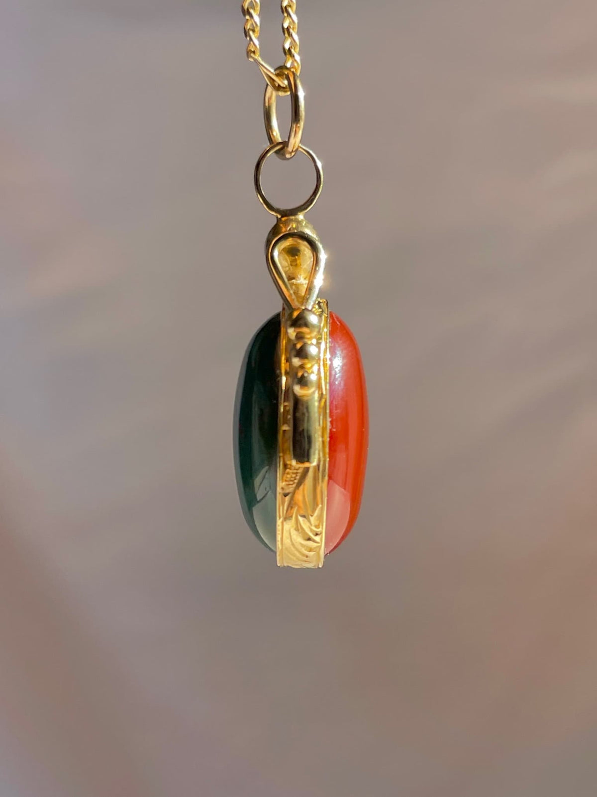 Vintage Bloodstone Carnelian Swivel Pendant 1970s