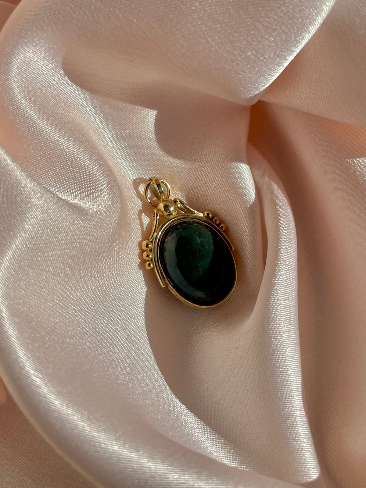 Vintage Bloodstone Carnelian Swivel Pendant 1970s
