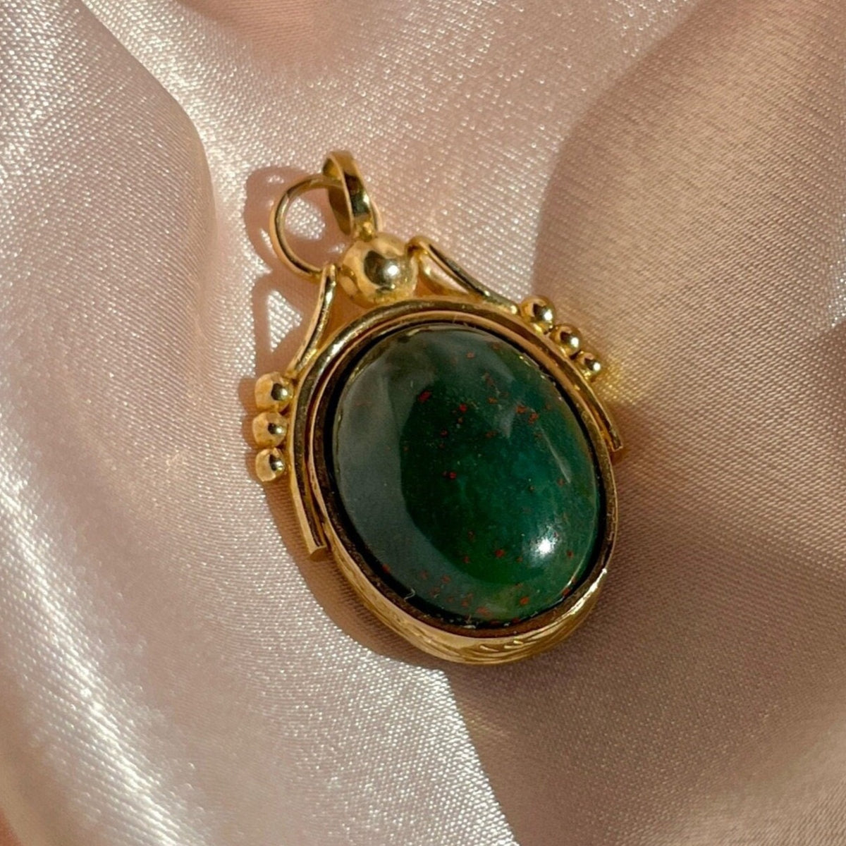 Vintage Bloodstone Carnelian Swivel Pendant 1970s