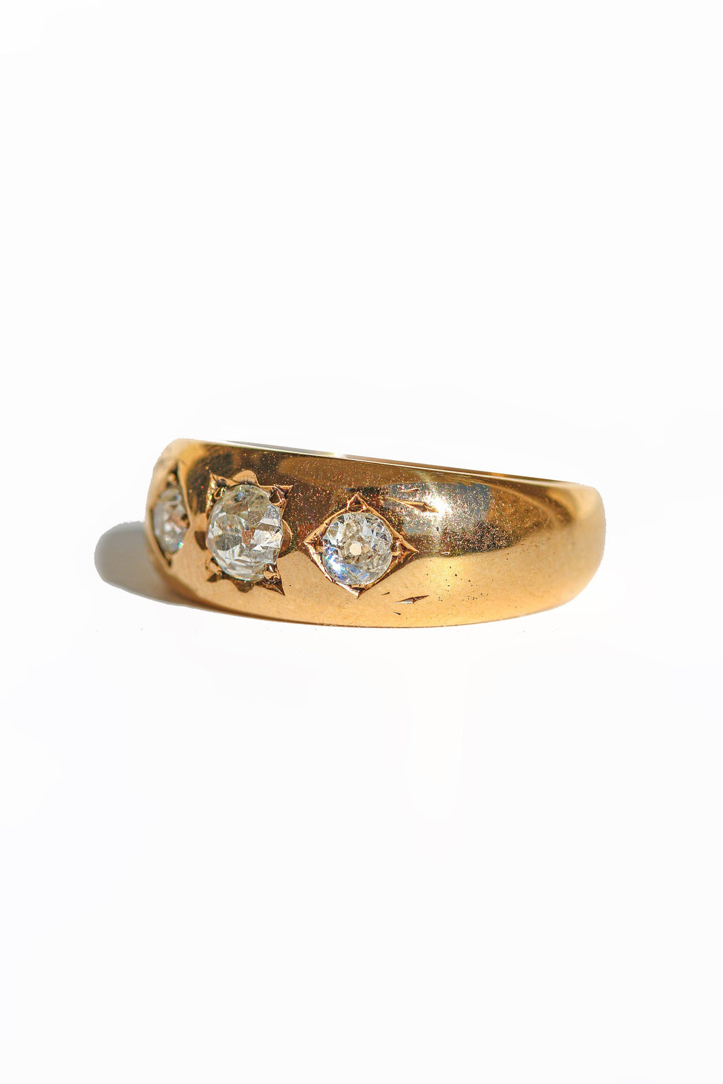 Antique 18k Diamond Starburst Trilogy Ring 1896
