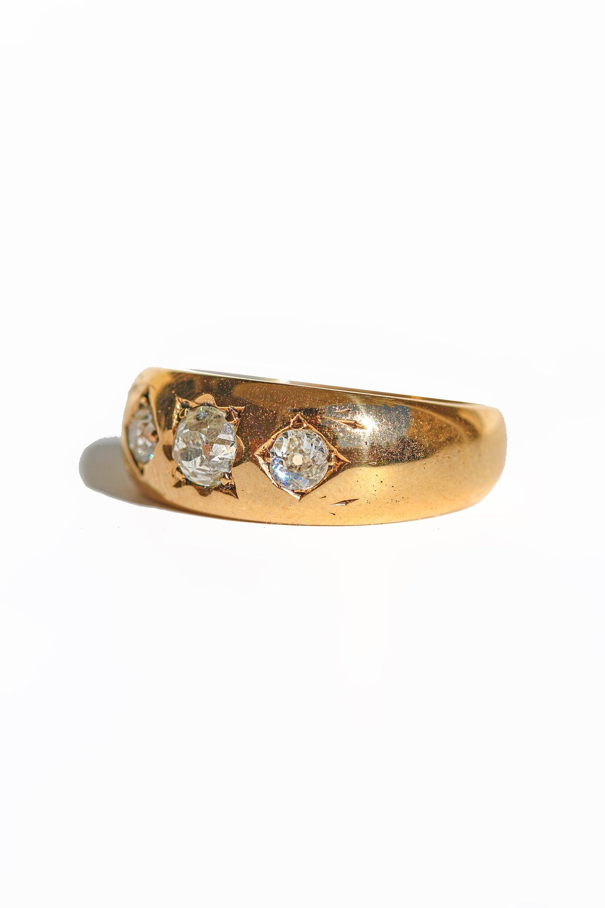 Antique 18k Diamond Starburst Trilogy Ring 1896
