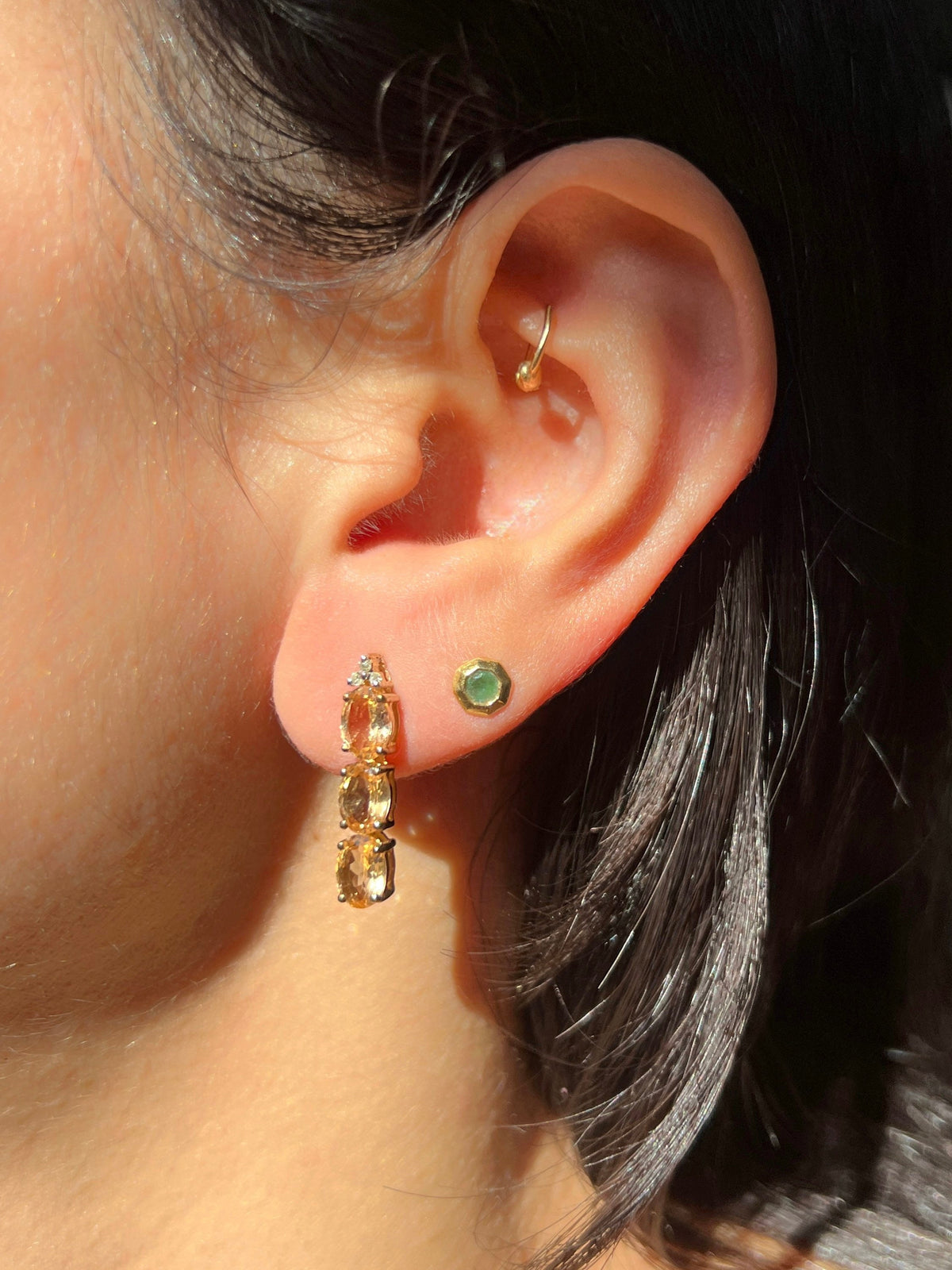 Vintage 9k Morganite Diamond Drop Earrings