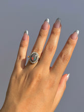 Load image into Gallery viewer, Antique 18k Platinum Opal Diamond Halo Ring 0.60ctw
