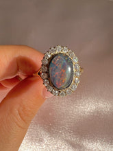 Load image into Gallery viewer, Antique 18k Platinum Opal Diamond Halo Ring 0.60ctw
