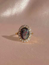 Load image into Gallery viewer, Antique 18k Platinum Opal Diamond Halo Ring 0.60ctw
