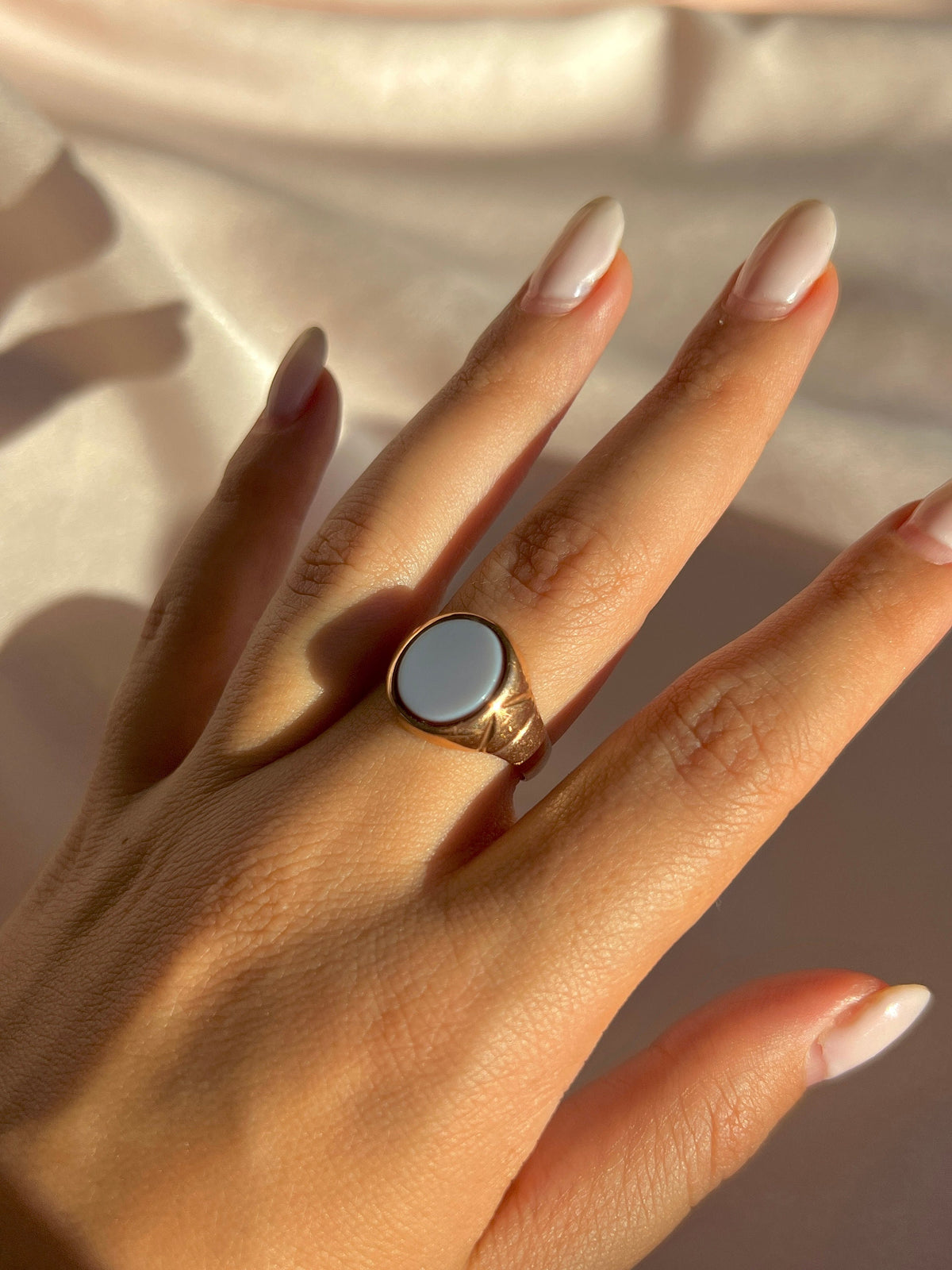 Antique 9k Sardonyx Signet Ring 1907