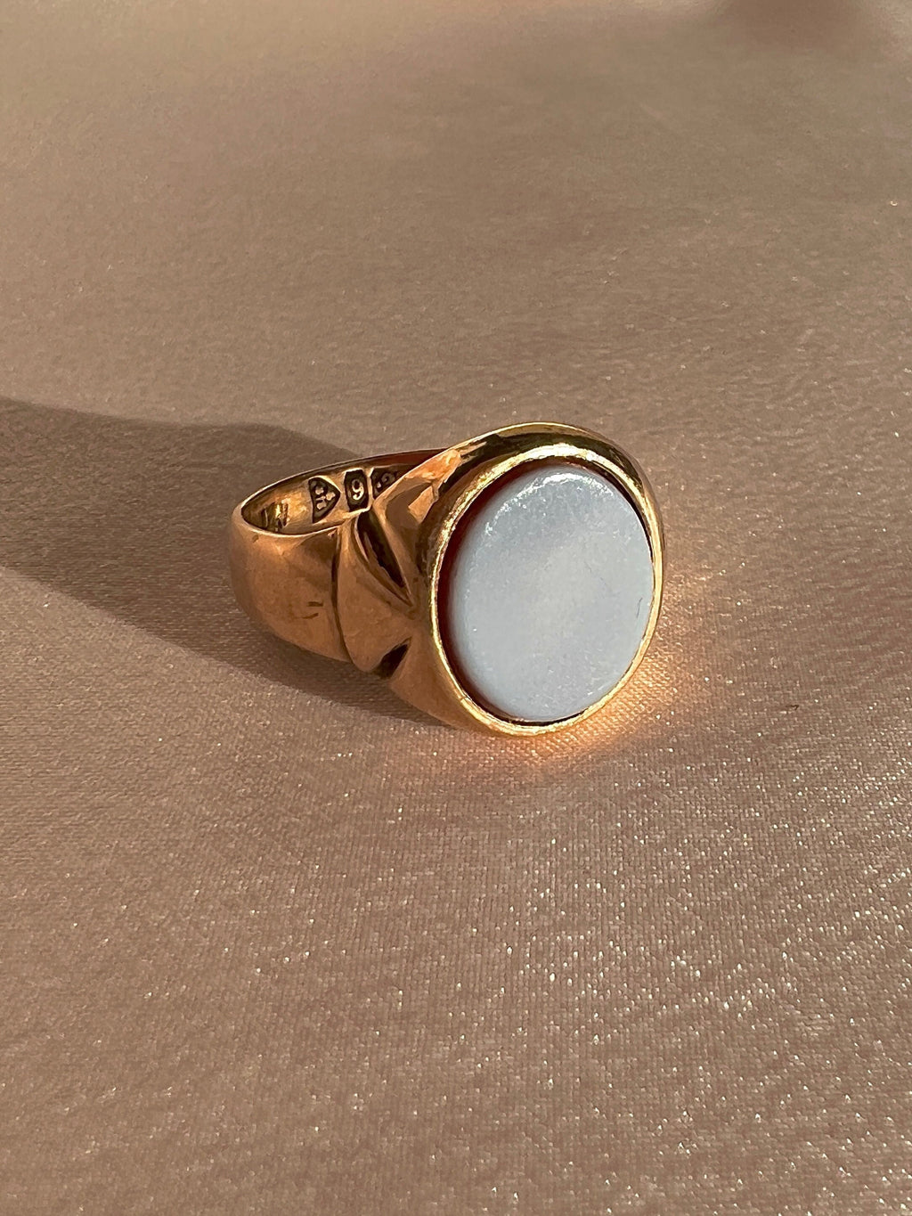 Antique 9k Sardonyx Signet Ring 1907