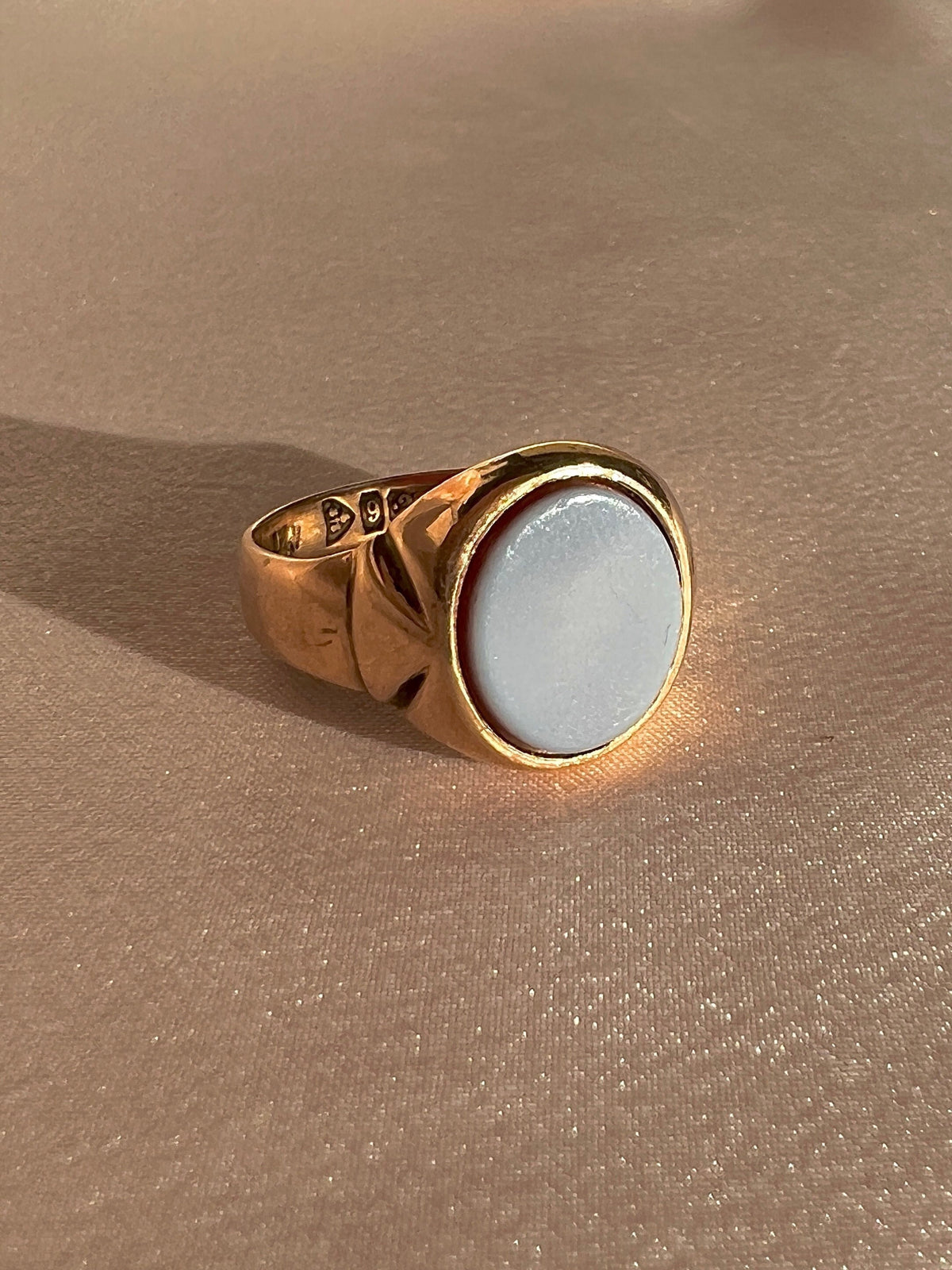 Antique 9k Sardonyx Signet Ring 1907